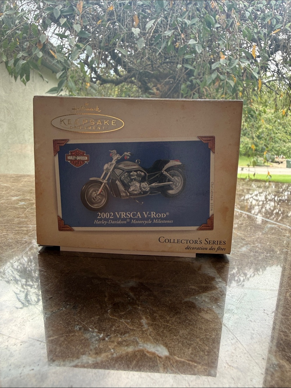 Hallmark Beige and Blue Harley‑Davidson Collector's Series are Ornament Box